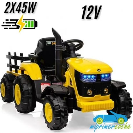 Tractor Eléctrico para Niños FASTRAC 12v 2.4G con remolque