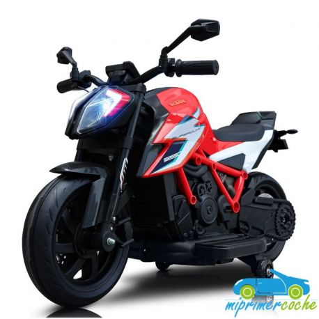 Moto Eléctrica Niños KTM 1290 Superduke 12V con estabilizadoras