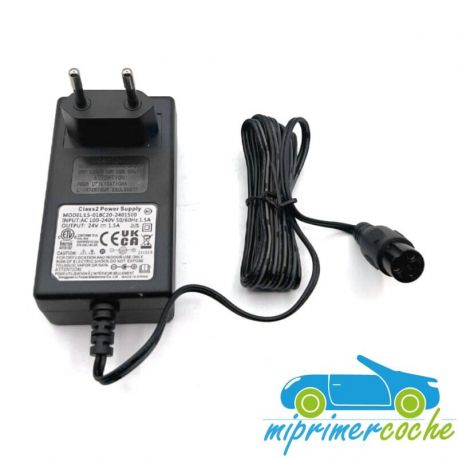 Cargador 24v 3 pines hembra para coches de niños