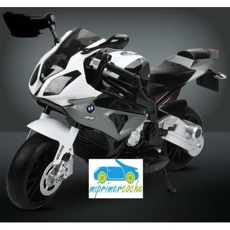 Moto eléctrica para niños BMW S1000RR PLATA 12V  con ruedas neumáticas