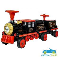 TREN ELÉCTRICO INFANTIL Negro 4 Motores 12V 3 plazas con un vagon